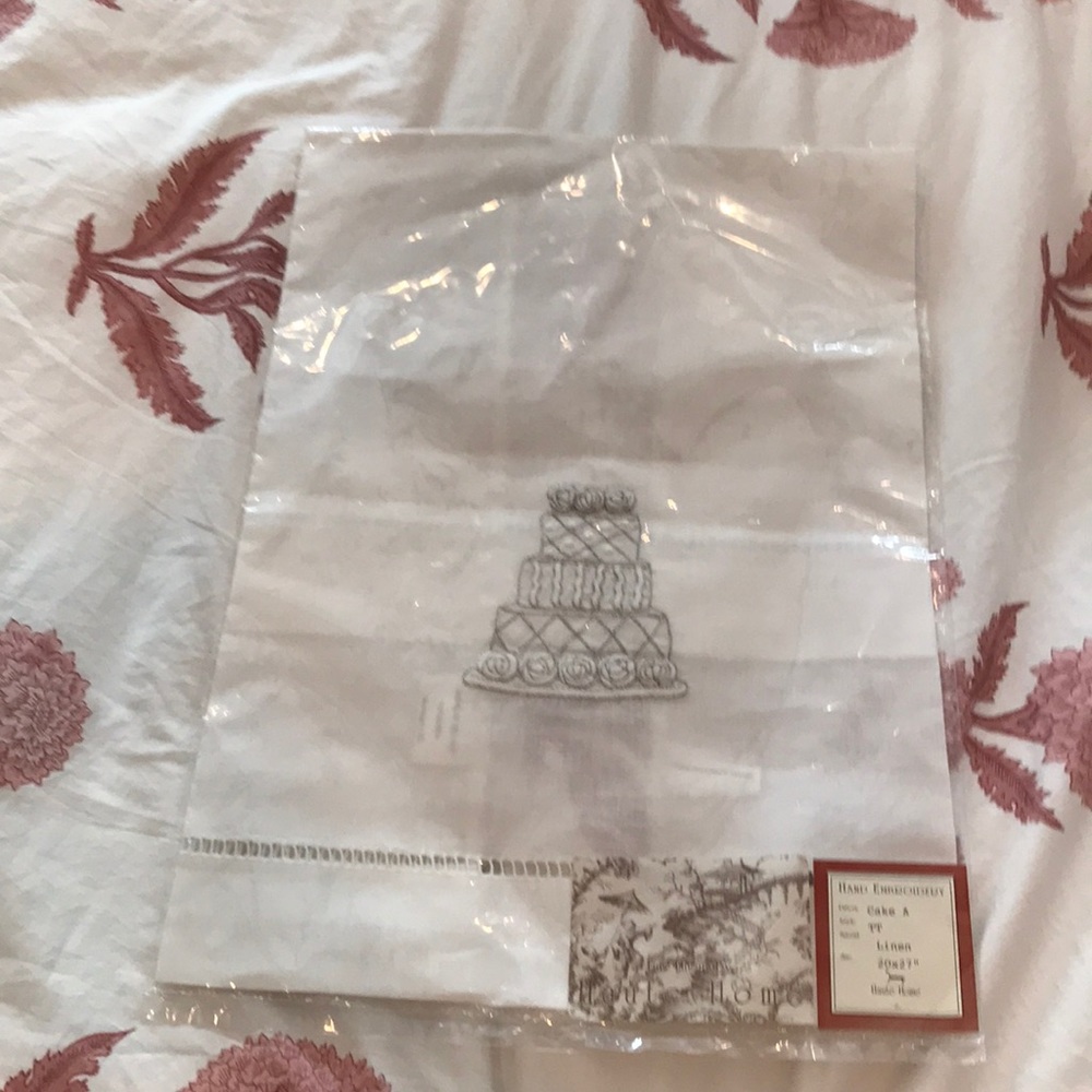 Wedding Cake Hand Embroidered Linen Towel